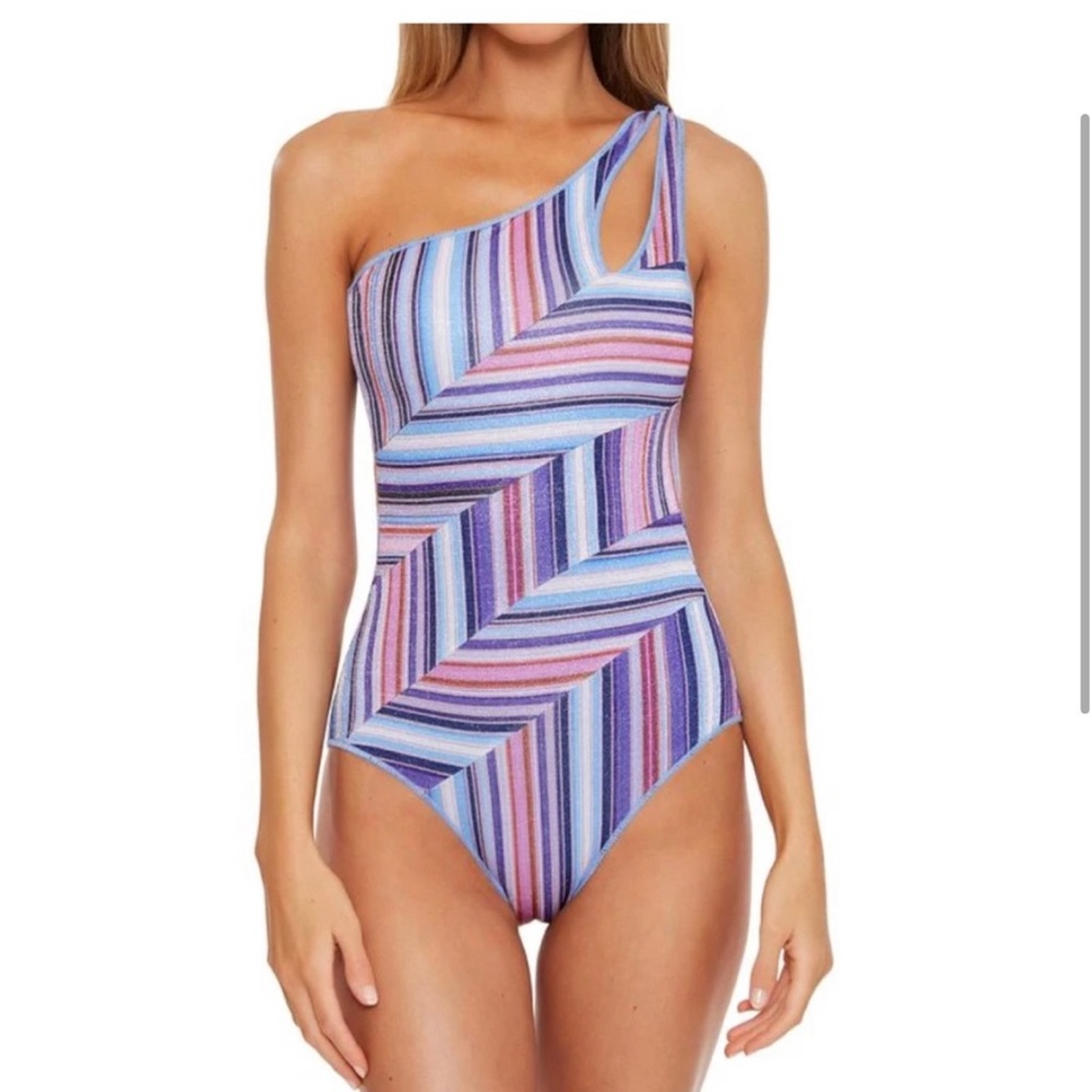 BECCA South Coast Arabella Metallic
Asymmetric One-Piece Swimsuit NWOT S…